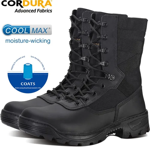Vista 2 de SAILOFO Botas militares para hombre, botas tácticas ligeras, botas de caza de selva para senderismo