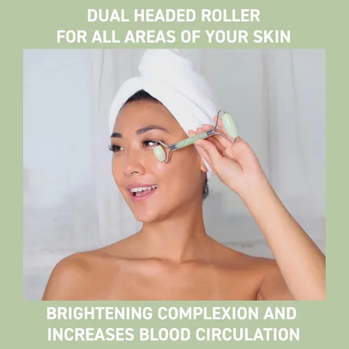 Vista 3 de Princess Jade - Rodillo facial de jade diario + herramienta facial de jade Gua Sha