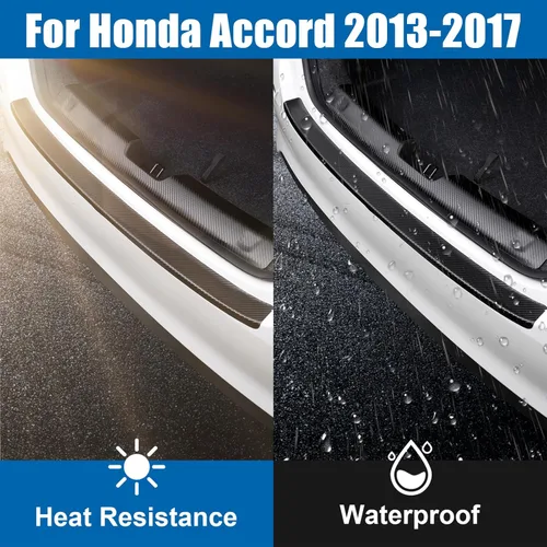 Vista 3 de Protector de parachoques trasero para Honda Accord 2013-2017, fácil de instalar, sin burbujas, textura de fibra de carbono flexible, protección