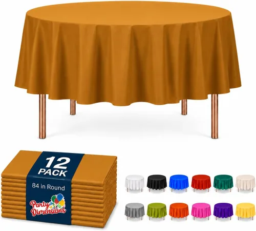Vista 33 de Party Dimensions Mantel de plástico negro, paquete de 12 manteles rectangulares desechables de 54 x 108 pulgadas para mesas de 6 a 8 pies