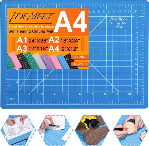 Vista 12 de Estera de corte autocurativa de 9"x12" de densidad mejorada, alfombrilla de corte rotatoria Idemeet para manualidades, protector de mesa de 5 capas