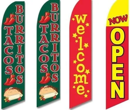 4 Banderas Swooper Restaurante de comida mexicana Tacos Burritos Open Welcome Rojo Verde
