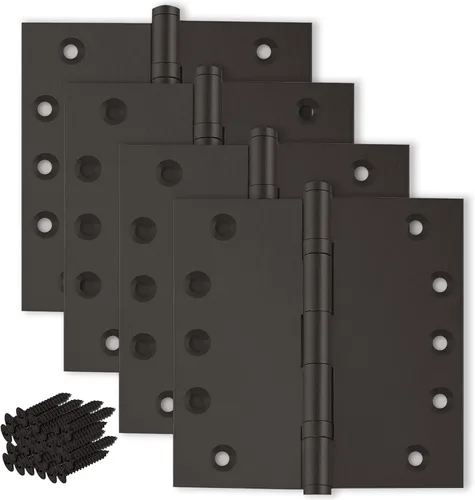 Vista 16 de Bisagra de puerta de latón macizo, rodamiento de bolas resistente, 5 x 5 pulgadas, juego de 2 bisagras (latón antiguo)