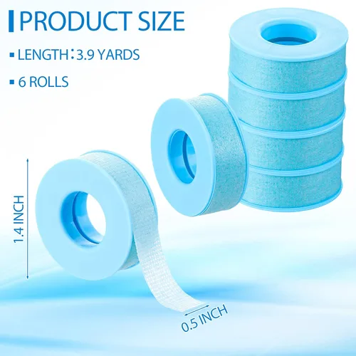 Vista 2 de Nuanchu 6 rollos de cinta azul de silicona reutilizable adhesiva impermeable (0.5 pulgadas x 3.9 yardas)