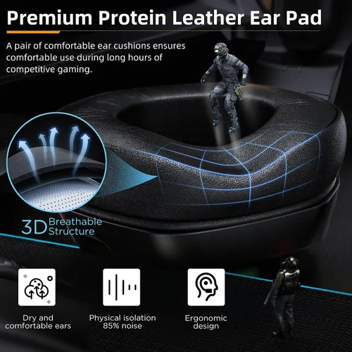 Vista 4 de Tatybo Auriculares para juegos para PS5, PS4, PC, Xbox One, auriculares para juegos con micrófono con cancelación de ruido, sonido envolvente