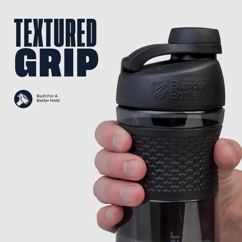 Vista 3 de BlenderBottle SportMixer - Botella mezcladora perfecta para batidos de proteínas y pre entrenamiento, 20 onzas, color negro