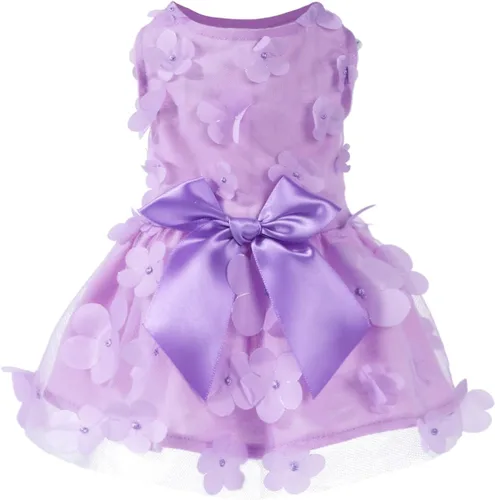 Vista 11 de Laifug Vestido para Perro Cachorro con Estampado Princesa Vestido para Perro Lindo para Fiestas (Rosa, XS)