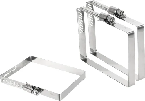 Vista 23 de uxcell 2 abrazaderas de manguera rectangulares de acero inoxidable 304, ajustables de 2 x 2 pulgadas, abrazaderas de tubo de conducto de engranaje