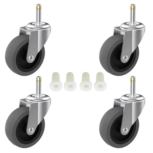 Vista 21 de Ruedas giratorias de 5 pulgadas RILIDRI, rueda de goma con diámetro de eje de 7/16 pulgadas, ruedas de repuesto de goma termoplástica TPR de alta