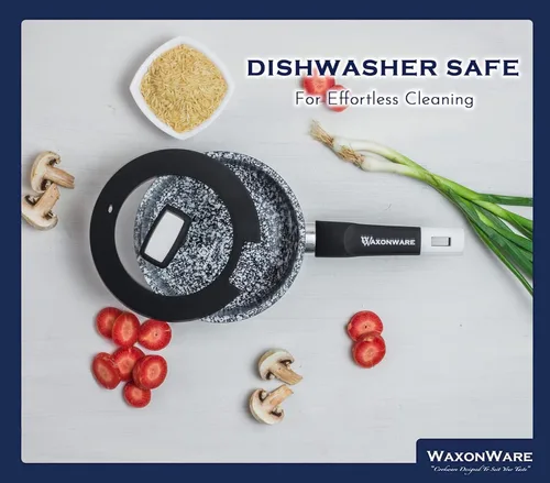 Vista 3 de WaxonWare cacerola / olla para pastas y sopas con Stonetec (100 % libre de PTFE, PFOA y APEO) cobertura cerámica antiadherente con tapa de vidrio.