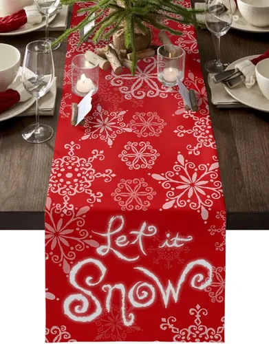 Vista 9 de Christmas Table Runner Snowflake Winter Holiday Table Runners for Christmas Non-Slip Teal Blue Dinner Runner Party Decorations 13x36 Inch