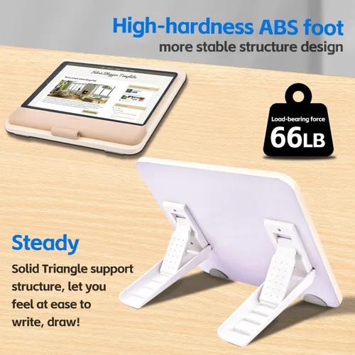 Vista 6 de Soporte de madera para tableta para iPad Pro 12.9/11, Air, Mini, Fire HD, Samsung Galaxy Tab y más - Soporte portátil ajustable