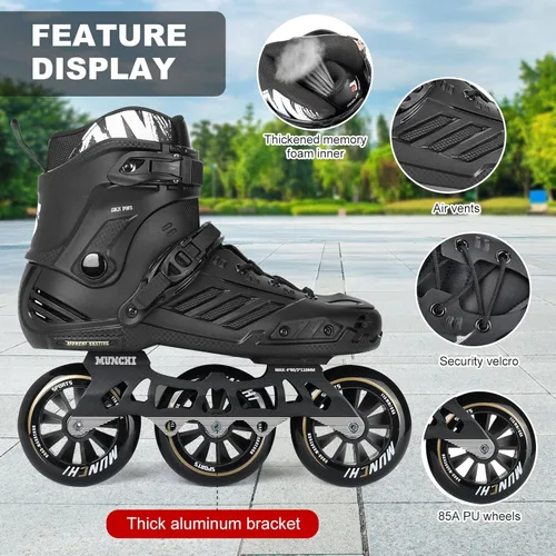 Vista 3 de Patines de velocidad en línea de 3 ruedas para Unisex,4.331 in Patines de ruedas Cuchillas