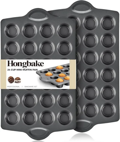 Vista 13 de HONGBAKE Mini molde para magdalenas de 48 tazas, molde pequeño para magdalenas, molde antiadherente prémium para hornear tarta de queso, apto