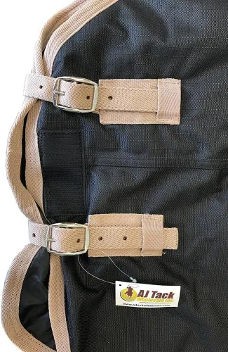 Vista 4 de AJ Tack 1200D - Manta impermeable de poliéster con alfombra para el cuello, color negro, 66 pulgadas, pequeña