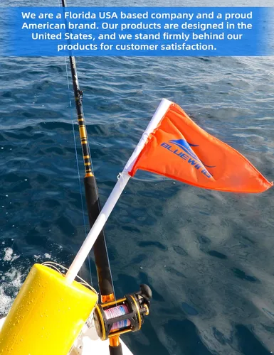 Vista 2 de BLUEWING Boya de pez espada boya de caída profunda, boya de atún, boya de tiburón, 1 unidad, bandera flotante de boya con clip de línea larga