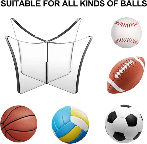 Vista 4 de Acrylic Display Rack, Ball Stand Holder Display Stand for Basketball, Football, Softball, Volleyball, Baseball (1 PC)
