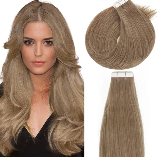Vista 35 de Lacer Extensiones de cabello humano adhesivas de 12 pulgadas, cinta adhesiva de doble cara para extensiones de cabello de trama cutánea, 20