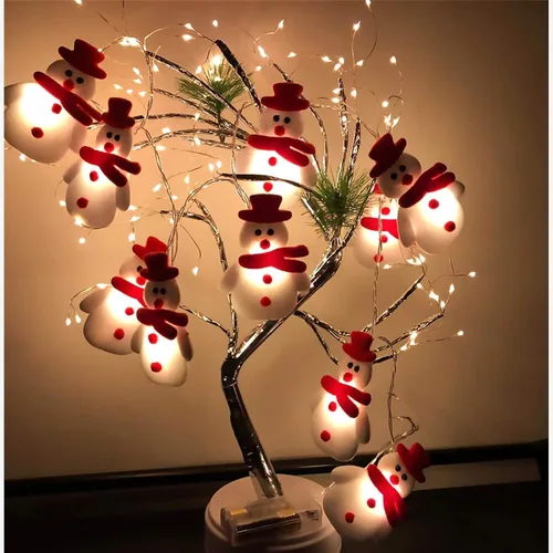 ZAUGONTW Luces de Cadena de Muñeco de Nieve Navideñas - 10 LEDs 5.4 pies Luces de Cadena Impermeables que se Iluminan, Luces de Felpa Corta para
