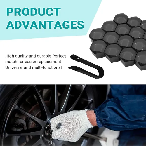 Vista 4 de 20 PCS Car Lug Nut Covers, 17mm Wheel Bolt Decorative Cover with Removal Tool, Rust Prevention Hex Lugnut Protection Caps, Universal Car Exterior