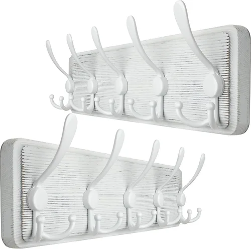 Vista 17 de WEBI Perchero de pared, ganchos para abrigos de pared rústicos, 16" de orificio a orificio, gancho grande para colgar en la pared, perchero