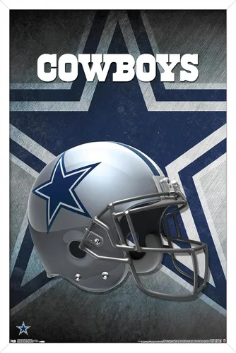 Vista 9 de Trends International NFL Dallas Cowboys - Póster de pared con casco 16, 14.725 x 22.375 pulgadas, versión enmarcada de madera de granero