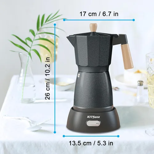 Vista 8 de Cafetera Eléctrica de Café Espresso, Cafetera Italiana, Olla Moka Eléctrica, Cafetera Cubana, Cafeteras Eléctricas Portátiles Espresso con Base Gris