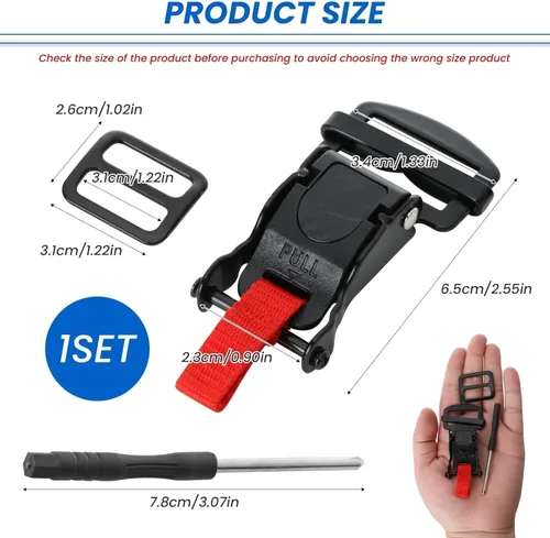 Vista 2 de Kit de hebilla de liberación rápida para casco, adaptador de correa de barbilla con trinquete de acero inoxidable para cascos de motocicleta, fácil