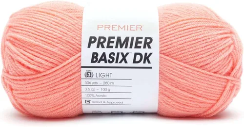 Vista 39 de Premier Yarns Basix DK - Hilo de peso, hecho de acrílico, hilo ideal para ganchillo y tejido, lavable a máquina, rubor, 3.5 onzas, 306 yardas