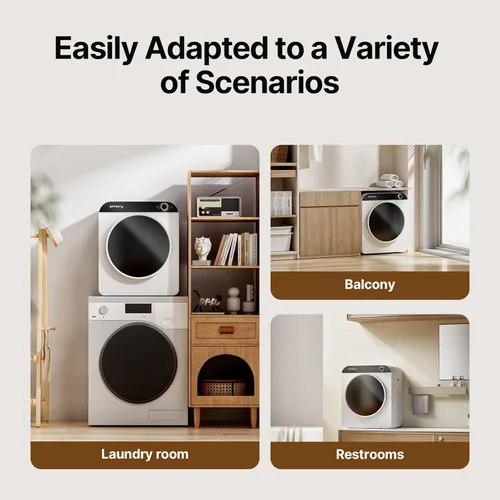 Vista 4 de Secadora de ropa portátil de 110 V, 830 W, compacta, máquina eléctrica de 2 pies cúbicos con bañera de acero inoxidable para apartamentos, casas