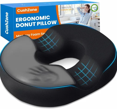 Vista 10 de CushZone Almohada de Dona para Postparto y Embarazo - Grandes Cojines Ergonómicos para Silla, Cojín para Silla de Oficina, Almohada Respirable