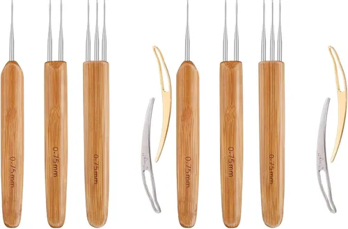 Vista 10 de AUGSUN Gancho de ganchillo para rastas, aguja para trenzas de cabello, herramienta entrelazada para locs, aguja de crochet para trenzado, tejido