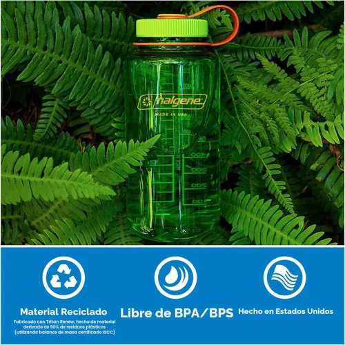 Vista 4 de Nalgene Sustain - Botella de agua de Tritan sin bisfenol A hecha con un 50 % de material derivado de restos de plástico, 32 fl oz, boca ancha