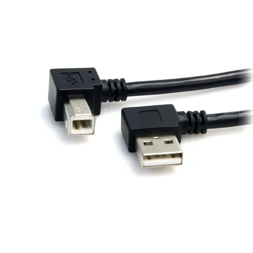 StarTech.com Cable USB en ángulo recto de 35.8 in / 35.8 in A en ángulo recto B - 3.0 ft USB en ángulo recto USB 2.0 - 1 x USB A 1 x USB B - Negro