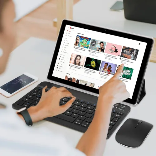 Vista 2 de ZZB Tableta con teclado de 10 pulgadas, tabletas 2 en 1 de 12GB+128GB con ratón, estuche, lápiz capacitivo, admite expansión de 1TB, pantalla táctil