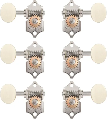 Waverly Afinadores de guitarra con perillas Ivoroid para clavijas sólidas, níquel, 3L/3R