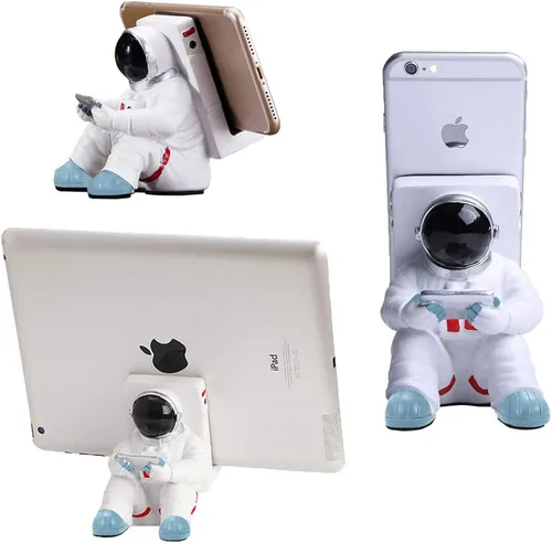 Vista 2 de Soporte de teléfono para escritorio, soporte creativo de astronauta para teléfono celular, tabletas, soporte de teléfono para iPhone, iPad, teléfono