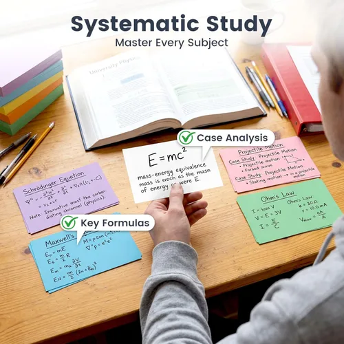 Vista 4 de 300 tarjetas de índice de colores, de 3x5 pulgadas, tarjetas flash de estudio, notas pesadas para estudiar en la escuela, oficina, aprendizaje