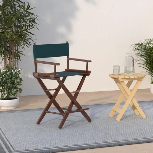 Vista 128 de American Trails - Silla de director extra ancha de 24 pulgadas, marco negro con lienzo verde cazador, altura de mostrador