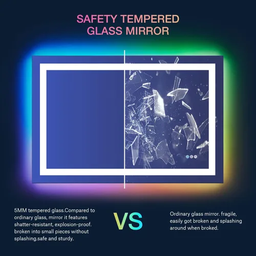 Vista 38 de LOAAO Espejo de baño LED de 28 x 36 pulgadas con luces, antiniebla, regulable, retroiluminado + iluminado frontal, espejo de tocador de baño