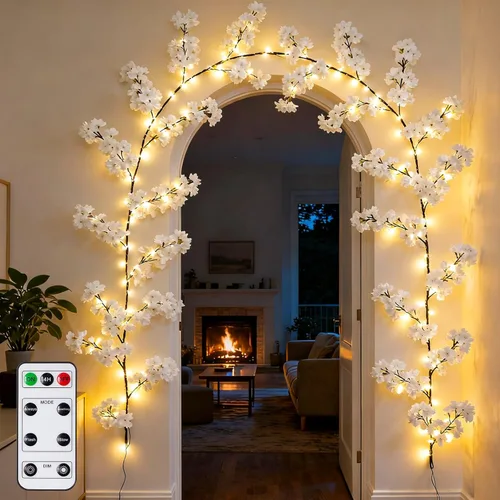 Vista 13 de Luces de vid de sauce encantado para pared: 7.5 pies de luz LED centelleante de rama de árbol para sala de estar y dormitorio, decoración del hogar