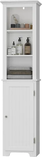UTEX Armario de almacenamiento alto para baño con puertas y estantes