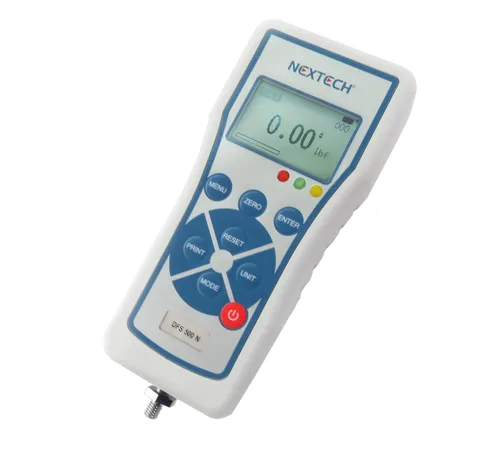 Nextech DFS1000 (1000N/220lbf/100kgf) Medidor de fuerza digital, medidor de empuje, modo pico/pista, pantalla invertida, paso/falla LED, salida USB,