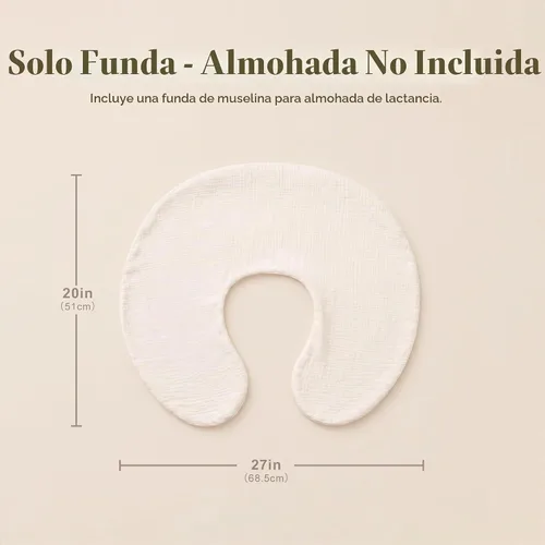 Vista 5 de Konssy Fundas de Almohada de Lactancia de Muselina, 100% Algodón Suaves y Adorables Fundas para Almohadas de Lactancia, Fundas Deslizables