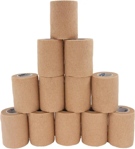 Vista 9 de Vendajes cohesivos autoadhesivos, 6 unidades de 3 pulgadas x 5 yardas, cinta médica, rollos no tejidos adhesivos flexibles y transpirables