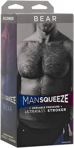 Vista 2 de Doc Johnson Man Squeeze - Bear - Placa de apriete para presión precisa - Tapa de extremo giratorio para controlar la succión - Discreto Stroker