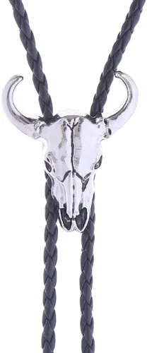 Vista 463 de Jeilwiy Corbata de bolo para hombre, corbata de vaquero occidental, collar de corbata de bolo dorado, corbata de cuero, corbata de Halloween