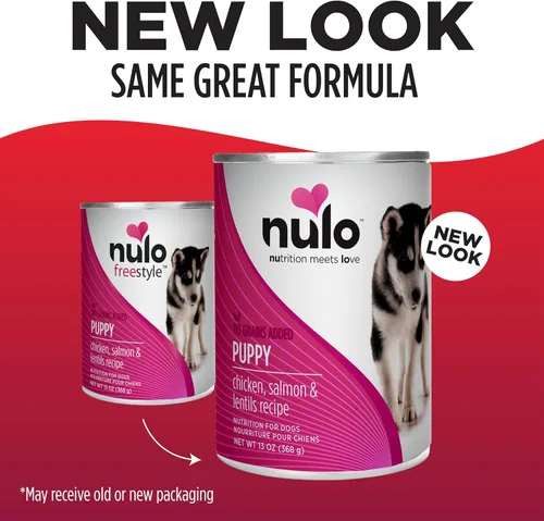 Vista 3 de Nulo Receta de Pollo, Salmón y Lentejas Sin Cereales Comida Húmeda Enlatada para Cachorros, 13 Onzas, 12 Latas