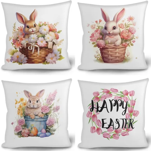 Vista 19 de GLUDEAR Juego de 4 fundas de almohada decorativas de 18 x 18 pulgadas, fundas modernas para dormitorio, sofá, sala de estar, decoración del hogar