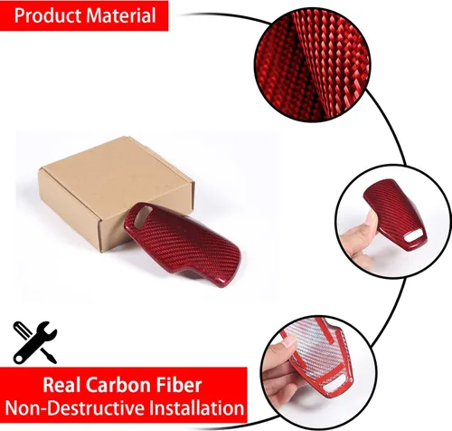 Vista 5 de Cubierta de protección para la cabeza de la perilla de la palanca de cambios, fibra de carbono real, 1 unidad compatible con Corvette C8 Stingray